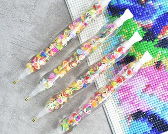 Penna Per Diamond Painting In Resina - Kit Con 6 Punte, Per Pittura Con Diamanti 5D