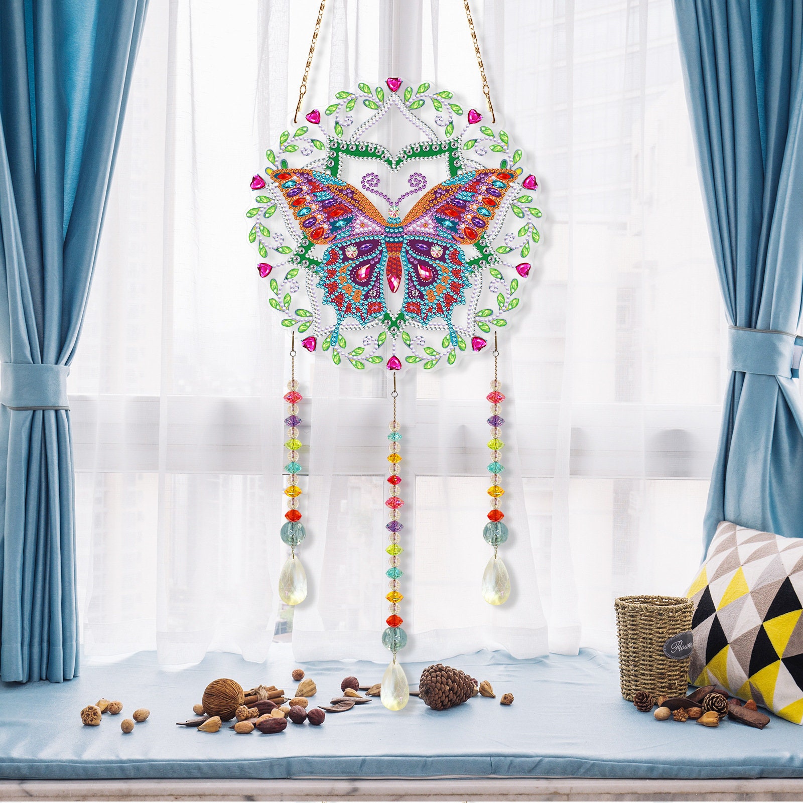 Butterfly Wind Chimes (canvas) full round or square drill diamond painting