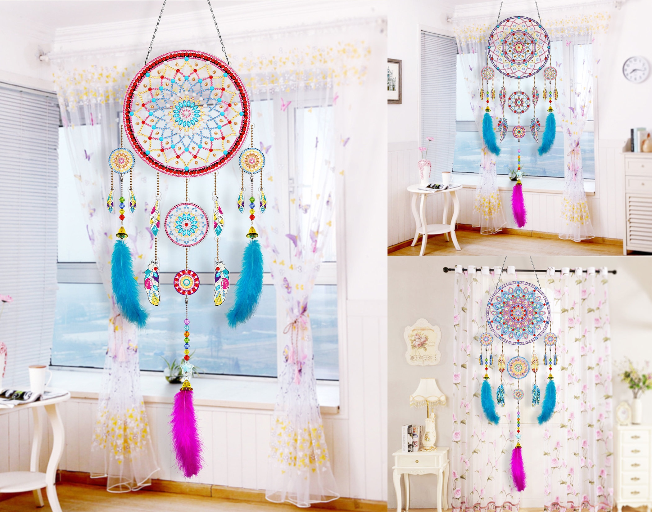 Cheap 5D DIY Full Square/Round Diamond Painting Dream Wind Chime Dream  Catcher Home Decoration Rhinestone Embroidery Mosaic Art Picture Kit