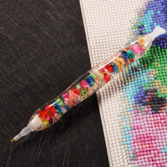 Diamond Painting Pen, Diamond Art Tools Accessories Pen,ergonomic Diamond  Art Drill Pen With Wax and Tips colorful Flower 