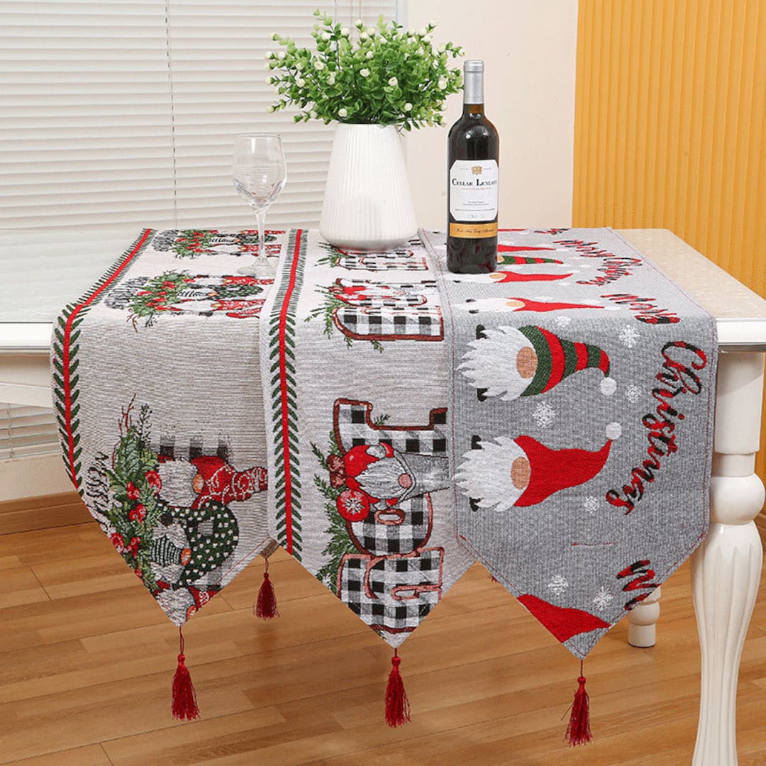 Vintage Christmas Table Runner,holiday Tablecloth, Christmas Table