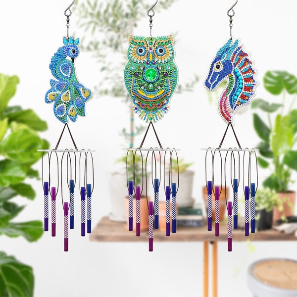 Creative DIY Diamond Painting Wind Chime , Décoration suspendue pour la maison, jardin, cour, projet de bricolage Handcarft