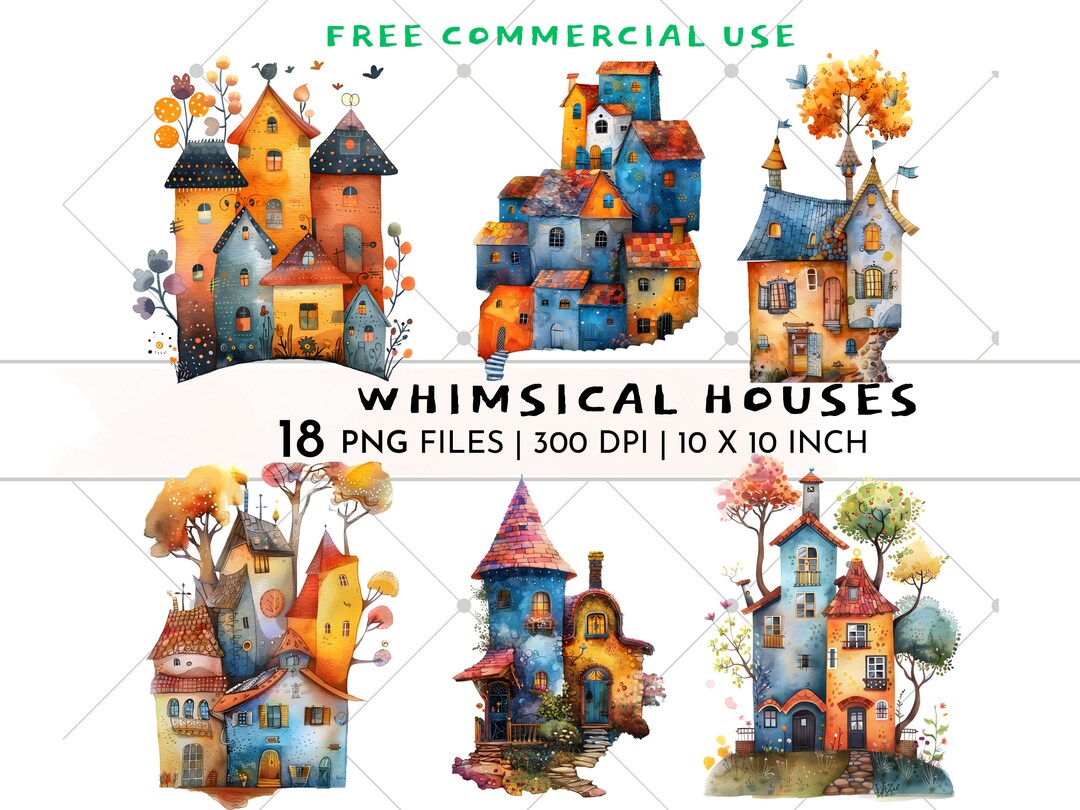 Whimsical Houses Home PNG Clipart Paper Craft Supplies Junk Journal ...
