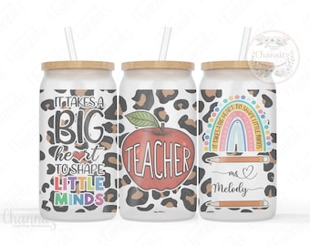 Glass Can Cup with Bamboo Lid, Iced Coffee Cup, Personalized Gifts For Her, Teacher appreciation Gift, Libbey Glass, Personalized Glass Cup