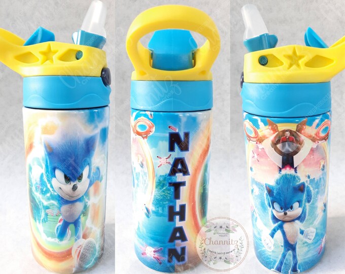 Customized Sonic Water Bottle, Personalized Kids Water Bottle, Sonic Gifts, Kids Gifts