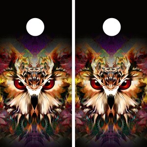 Eule Tattoo Cornhole Wrap Animal Art Gameboard Vinyl Skin Set Sticker PO46