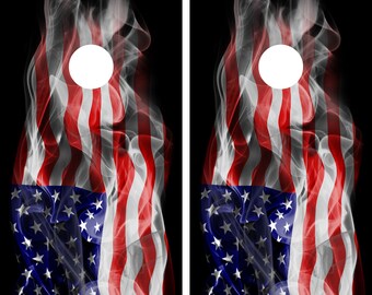 USA Flag Cornhole Wrap Game Art Gameboard Vinyl Skin Set Calcomanía Sticker PO12