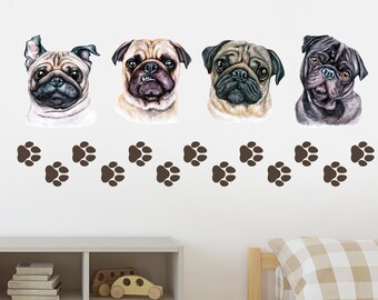 Doggy Dog Puppy Animal Wall Decals - Kids Wall Stickers - Puppies Removable Vinyl Art Kids Bedroom Nursery Baby Room Classroom Sticker CR68