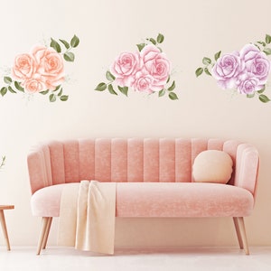 Muursticker bloem bloemen muurstickers - pioenroos bloemen muurdecoratie pioen kunst muurschildering vinyl sticker CR05