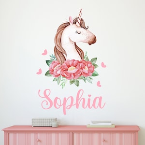 Personalized Unicorn Name Wall Decal - Unicorn Wall Decoration - Nursery Wall Decals - Girls Bedroom Nursery Vinyl Wall Decor Sticker CR25