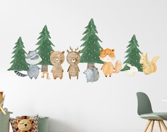 Forest Animals Wall Decal - Woodland Animals Wall Stickers - Forest Animals for Kids Room Nursery Forest Trees Wall Decals Vinyl CR43
