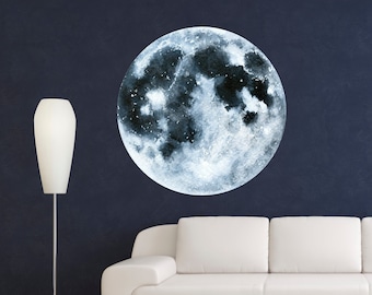 Calcomanía de pared de luna llena - Pegatina de pared de espacio lunar - Decoración de pared de luna llena Decoración de habitaciones Para niños Calcomanía de pared espacial CR52