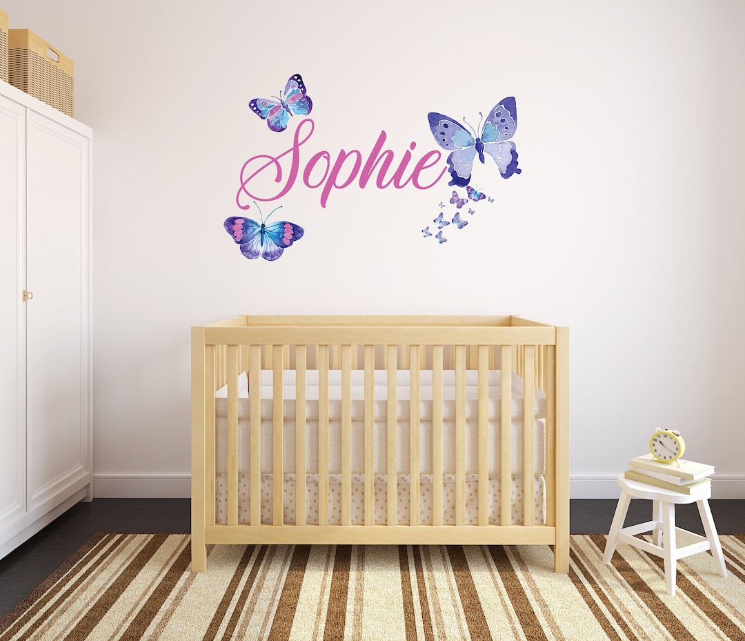 Butterfly Name Wall Decal - Custom Name Decal - Butterfly Wall Sticker ...