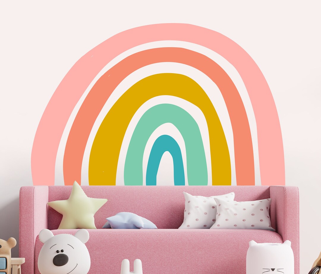 Watercolor Rainbow Wall Decal - Nursery Wall Decals- Rainbow Girls Wall ...