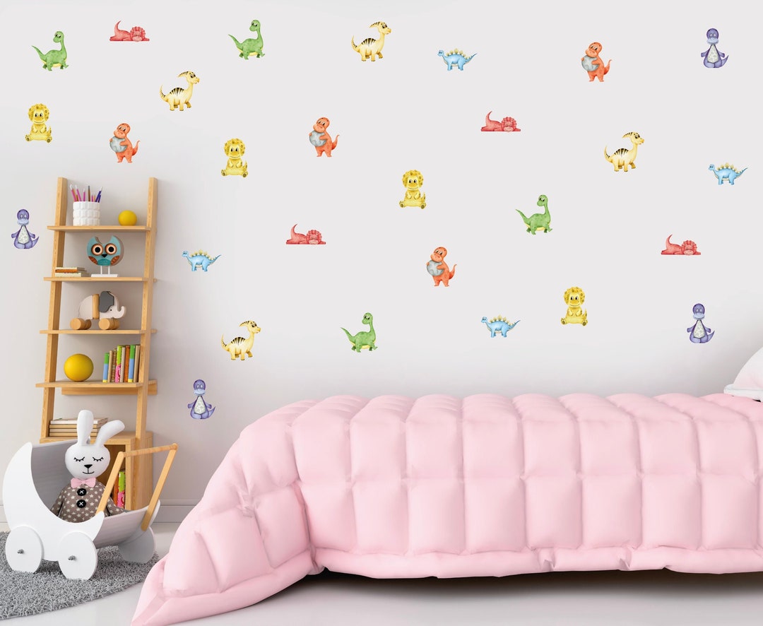 Watercolor Dinosaur Wall Decal - Dino Nursery Wall Decal - Wallpaper ...