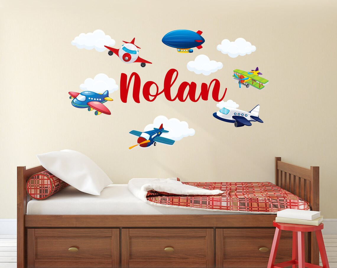 Custom Airplane Name Wall Decal - Airplanes Wall Decals - Personalized ...