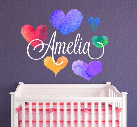 CUSTOM NAME HEART WALL ART Vinyl TEXT GIRLS NURSERY BEDROOM Stickers - Foto 7