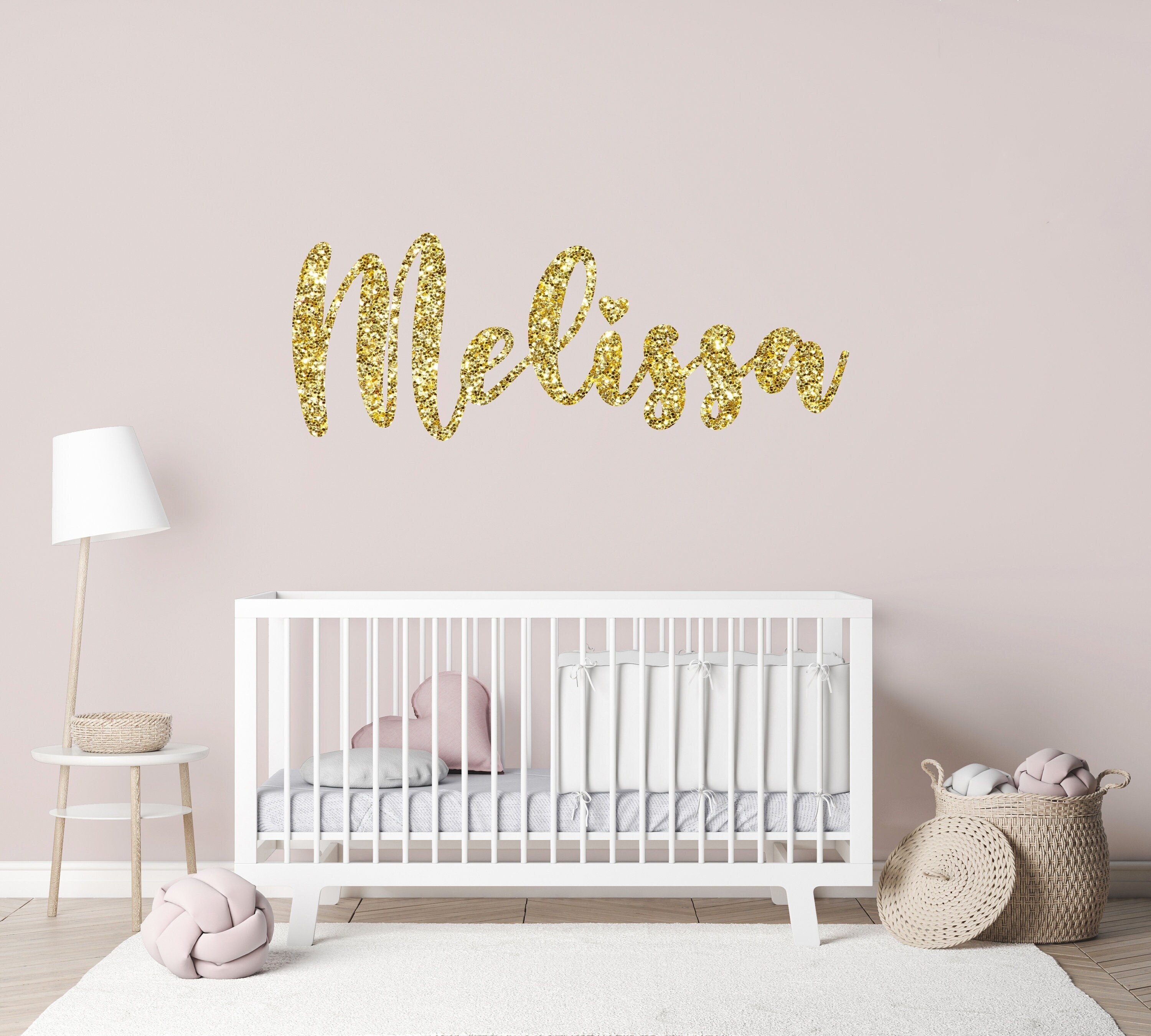 Personalized Girls Name Wall Decal Glitter Monogram Wall Decal Nursery ...