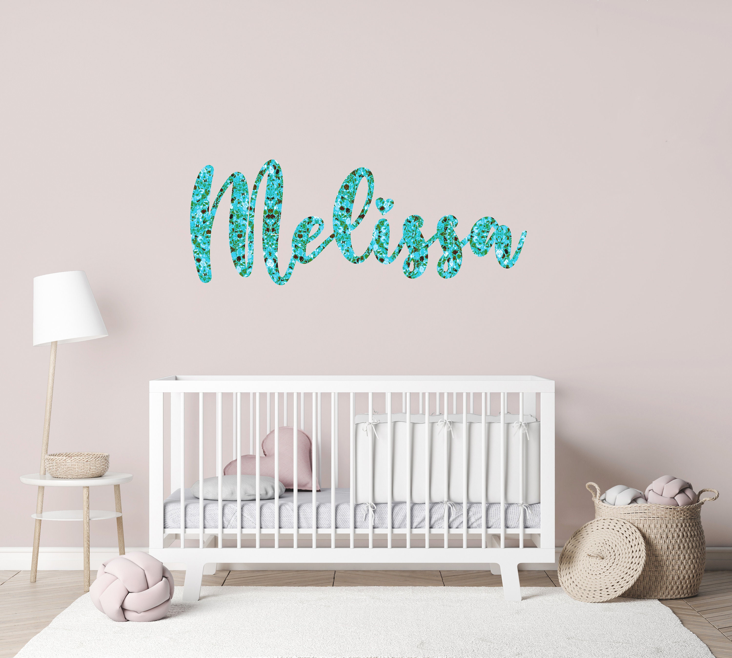 Personalized Girls Name Wall Decal Glitter Monogram Wall Decal Nursery ...