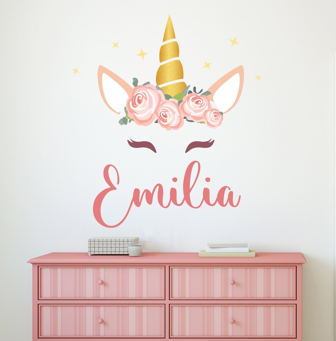 Personalized Name Unicorn Wall Decal Girl Name Wall Decals Unicorn Wall