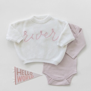 Custom Baby Name Sweater Oversized Toddler Sweater image 1