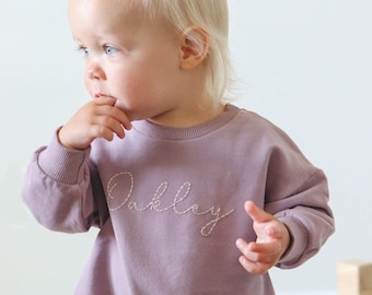 Personalized Sweatshirt Bubble Romper | Custom Embroidered Baby Name Romper