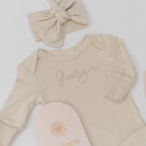 Hand-embroidered Infant Gown | Personalized Going Home Name Outfit