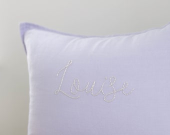 Custom Name Pillow | Hand-embroidered Nursery Pillow