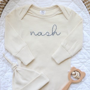 Hand-embroidered infant gown// Going Home Outfit image 2