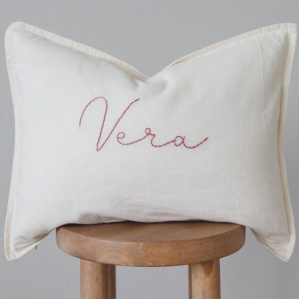 Hand-Embroidered Nursery Pillow