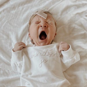 Personalized Sweatshirt Bubble Romper | Custom Embroidered Baby Name Romper