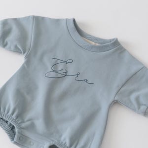 Personalized Sweatshirt Bubble Romper | Custom Embroidered Baby Name Romper