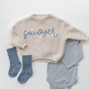 Custom Baby Name Sweater Oversized Toddler Sweater image 3