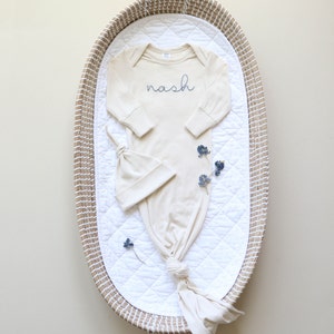 Hand-embroidered infant gown// Going Home Outfit image 1