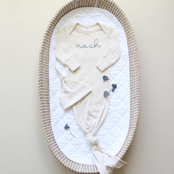 Hand-embroidered infant gown// Going Home Outfit