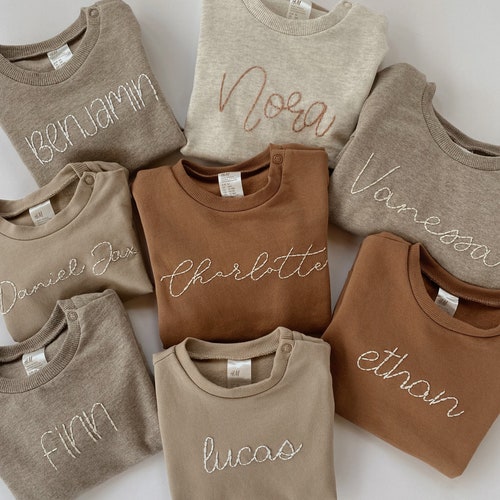 Custom Embroidered Baby Name Crewneck Custom Baby Sweatshirt Etsy