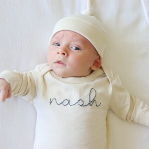 Hand-embroidered infant gown// Going Home Outfit image 3