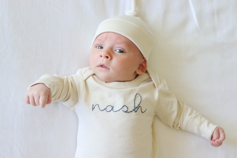 Hand-embroidered infant gown// Going Home Outfit image 3