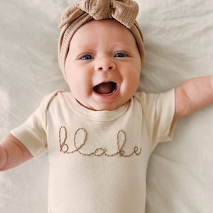 Custom Hand-embroidered Bodysuit/ Personalized Baby Gift