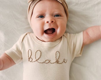 Custom Hand-embroidered Bodysuit/ Personalized Baby Gift
