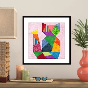 Crazy Cat Paper Pieced Quilt Block Pattern -OC210