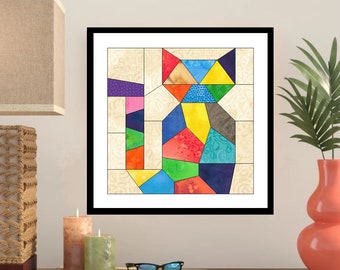 Crazy Cat EPP English Paper Piecing Block -OC002