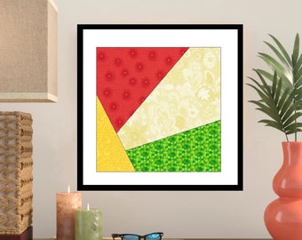 Crazy Four Aufnäher Paper Pieced Quilt Block -OC007