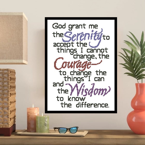 Serenity Prayer Short Version Cross Stitch Pattern -100