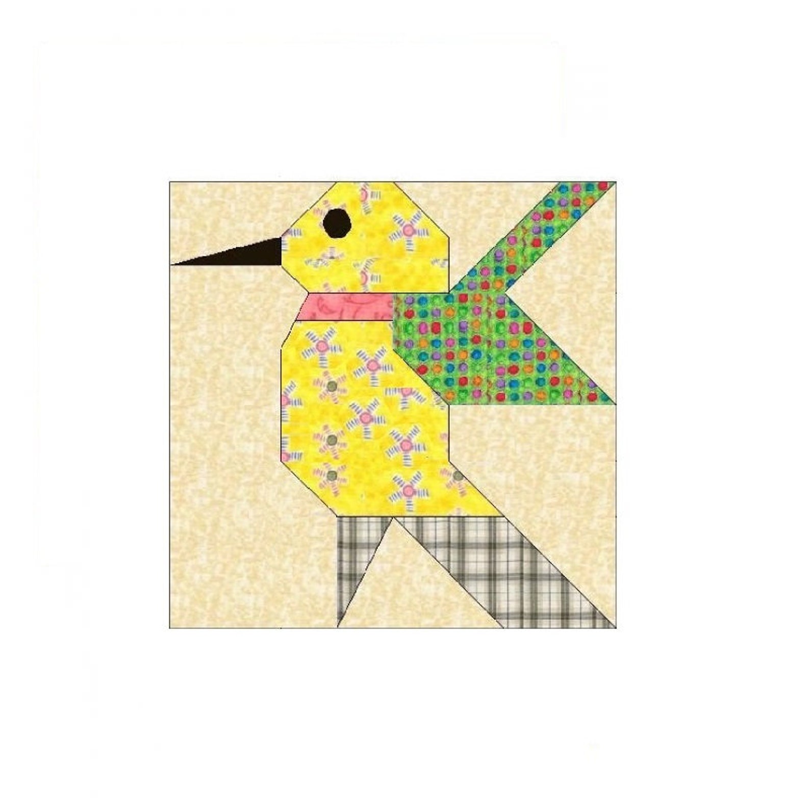 Hummingbird Paper Pieced Quilt Block OC014 - Etsy