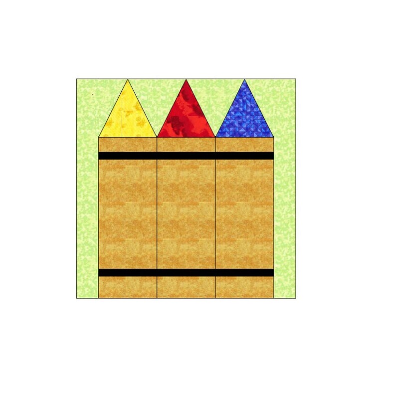 Crayons Paper Pieced Quilt Block Pattern OC001 Etsy