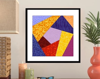 Crazy Quilt Paper Pieced Quilt Block Pattern -OC003