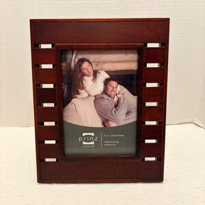 Mahogany Wood 5x7 Picture Frame Slatted Shutter Design Prinz Casual Living Brown