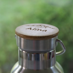 Edelstahl Lunchbox und Trinkflasche mit Bergmotiv personalisiert Trinkflasche