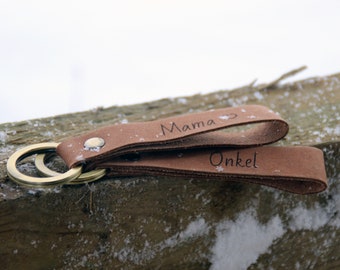 Personalisierter Vintage Schlüsselanhänger aus Leder mit Namen